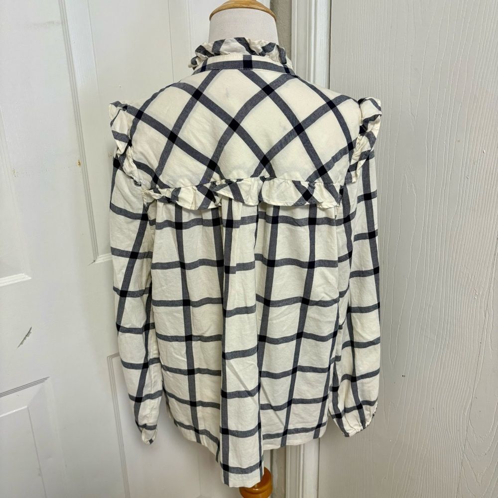 J Crew Ruffle Popover Flannel Top - Picture 5 of 8